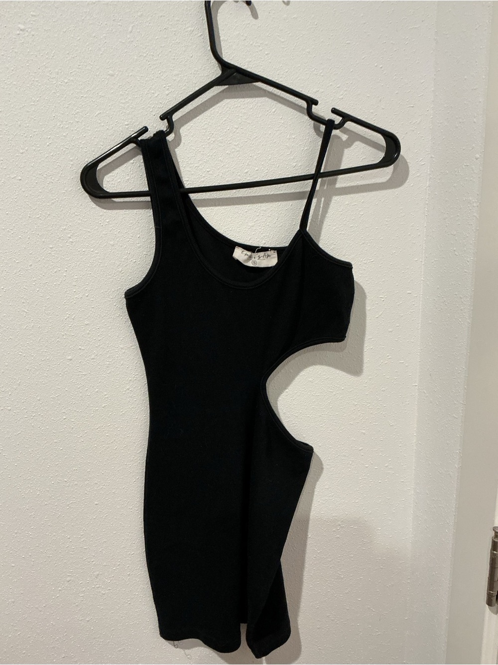 Emma & Sam Black Asymmetric Cutout Dress